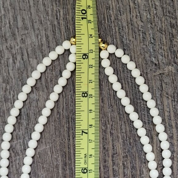 Vintage Trifari Double-Strand Cream & Goldtone Beaded Collar Necklace - Picture 12 of 12